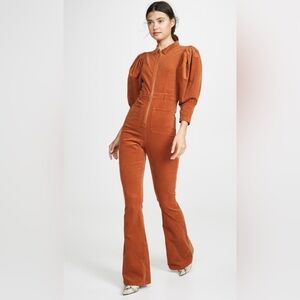 WE WORE WHAT | Rust corduroy 70s Jumpsuit High-rise in Autumnal